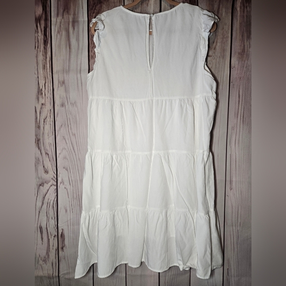 Kirundo White Ruffled Sleeve Tiered Midi Dress Size Large - Picture 7 of 7